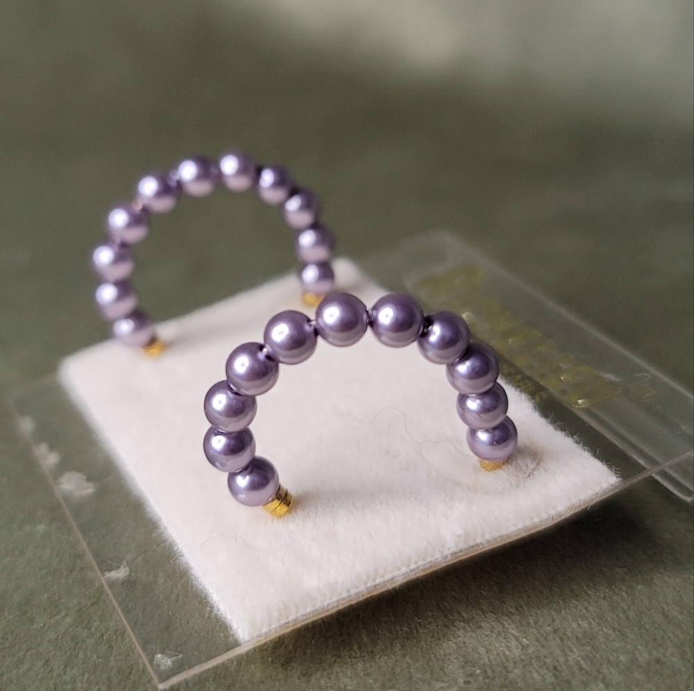 NWT Coastal Preppy Beachy Mermaid Coastal Grandmother Purple Pearl Hoop Earrings